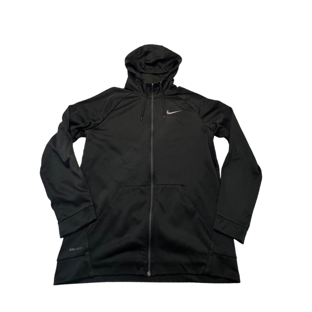 Nike Dri-FIT Mens XL Full Zip Hoodie Black Training Jacket Sweatshirt